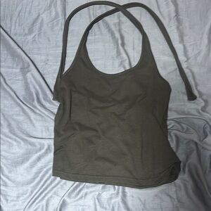 Green Sleeveless Fitted Crop Tank Top